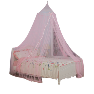 Good Quality Canopy Bed Princess Style Pink Ribbon Mosquito Net Curtain