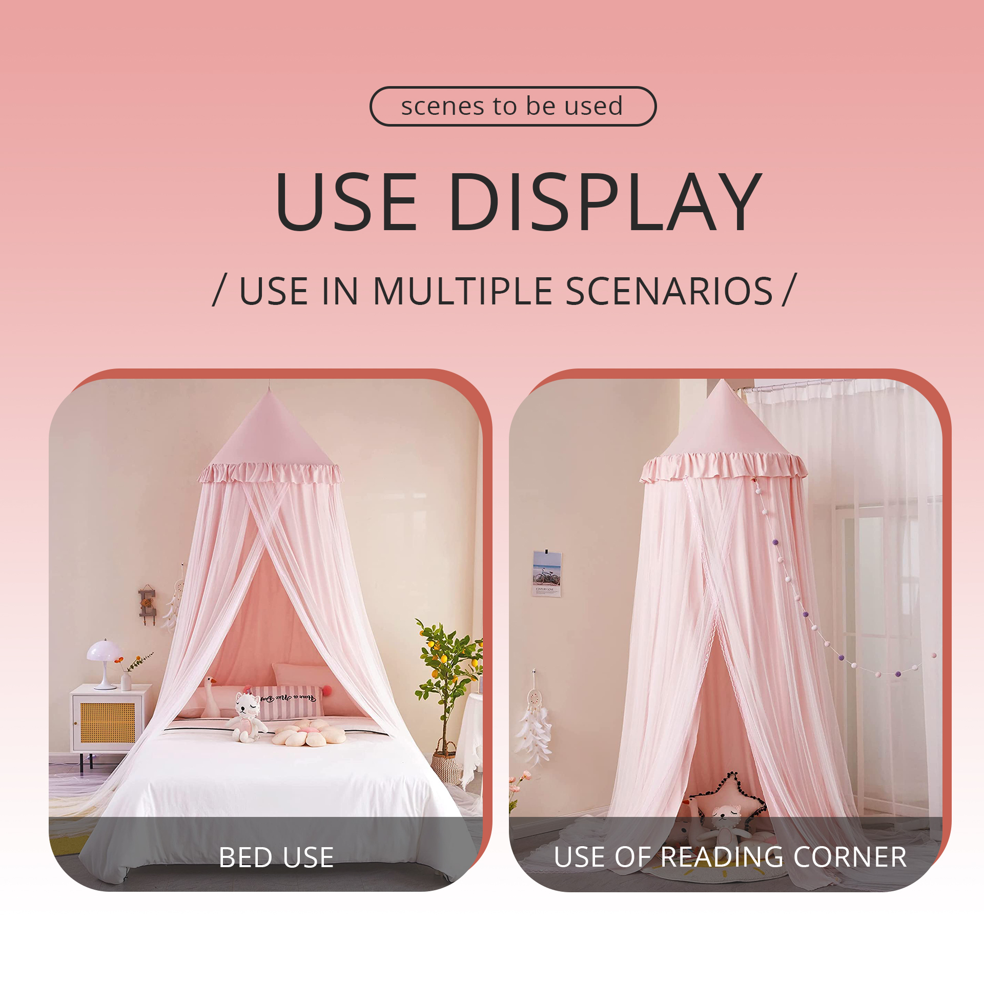 Double-layer Mosquito Net Pink Girl's Room Big Bed Mosquito Net Reading Corner Decoration Private Space Ins Style