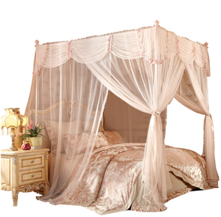 King Size Canopy Bed Rectangular Polyester Treated Lace Adult Mosquito Net 