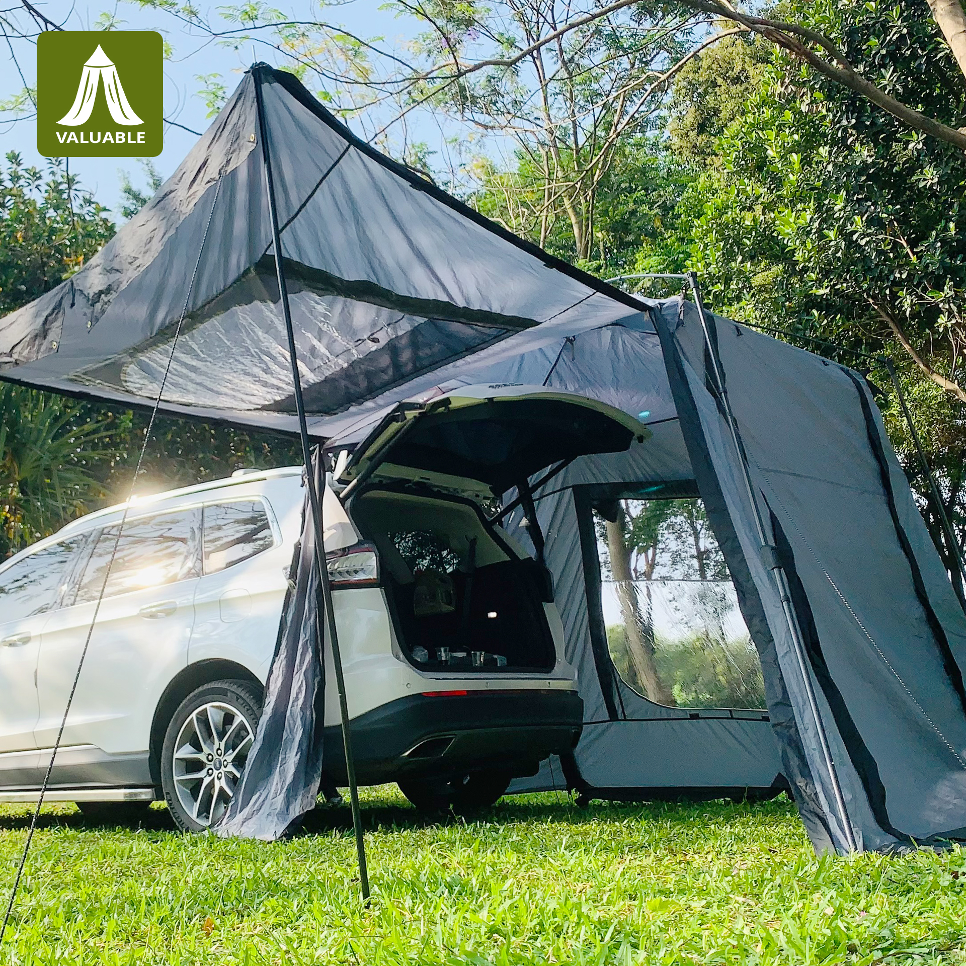 Car Rear Awning Car Rear Extension Outdoor Automatic Bracket Camper Car Rear Tent Car Awning Mosquito Net Sun Protection Against Rain