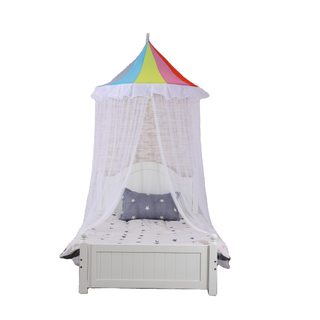 2020 New Design Spire Rainbow Top Cotton Ball Decoration Bed Canopy For Kids