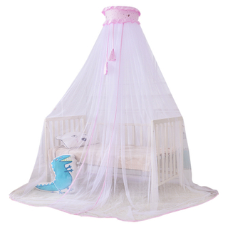 Vertical General Solid Color Simple Cartoon 100% Polyester Breathable Fabric Dome Crib Mosquito Net Newborn Baby Mosquito Net