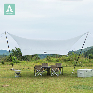 Vinyl Hexagonal Canopy Tent Large Space Large Size Sunscreen Rainproof Hiking Camping Tourism