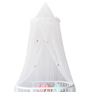 Indoor Baby Bed Canopy Star Decoration White Sheer Mesh Children's Bed Curtain Mosquito Net