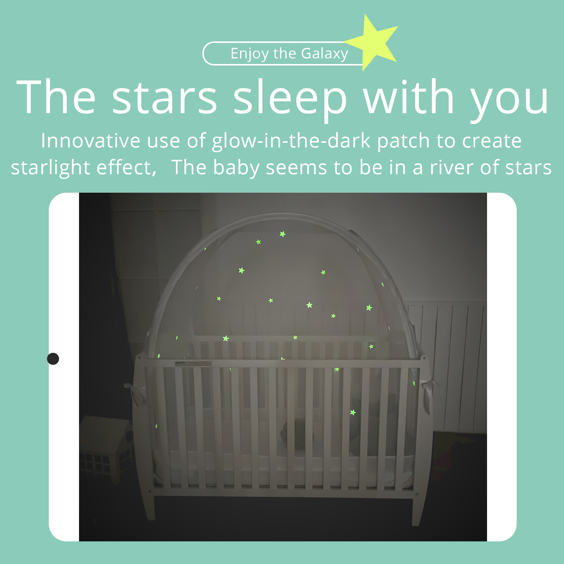 indoor pop-up baby crib tent foldable mosquito net Easy to carry without installation glow in the dark Star pattern