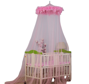 Mosquito Net Baby Canopy Bed Netting High Quality with Pink Feather